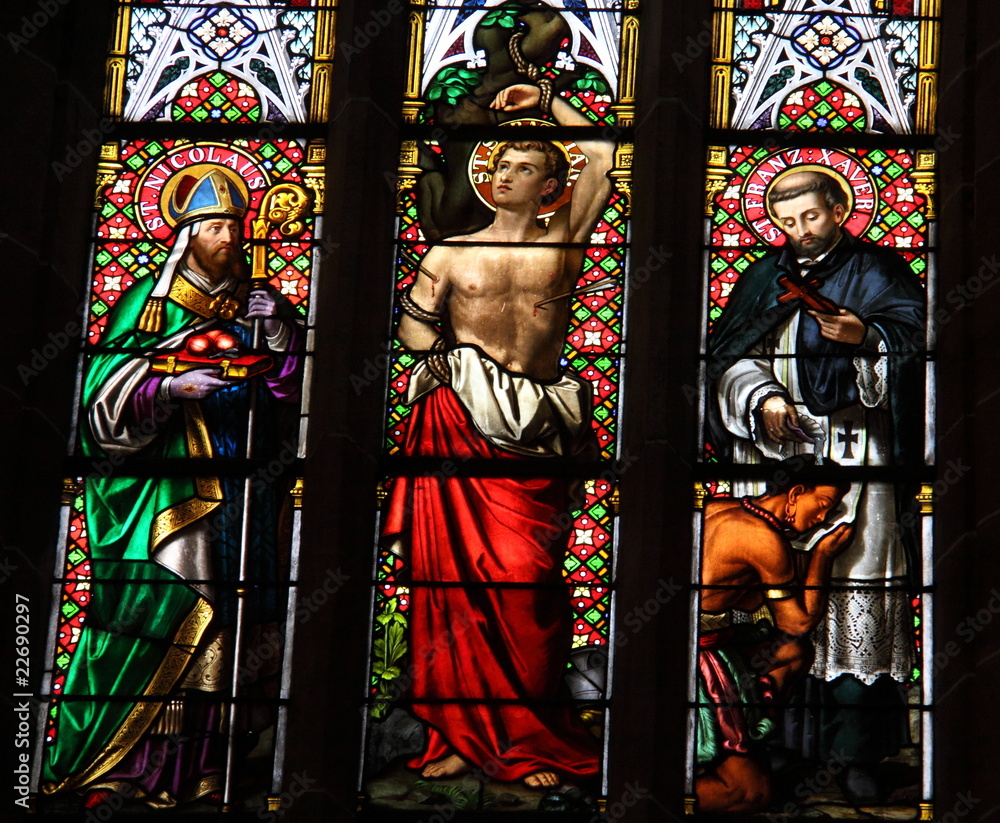 Fototapeta premium Saints Sébastien, Nicolas et Xavier