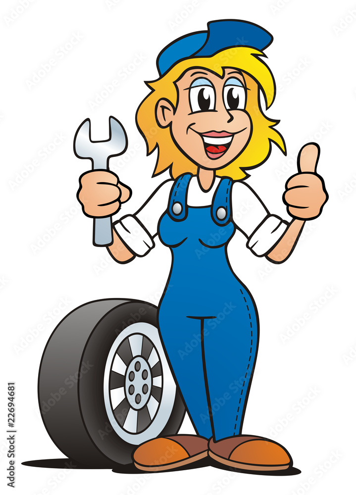 Car-Mechanic Girl Stock Illustration | Adobe Stock