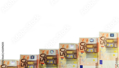 Stack of euro fifty banknotes