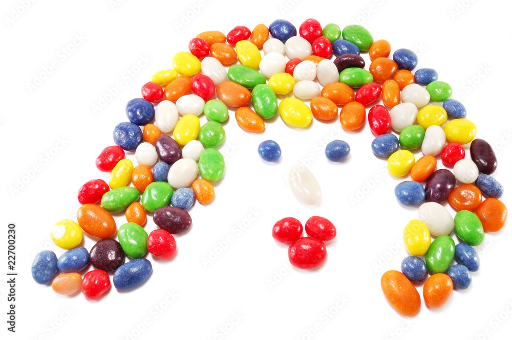 Candies laid out in the form of a person Candies laid out in the form of a person