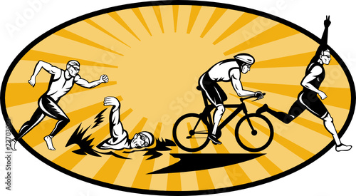 Triathlon athlete swim bike and run competition