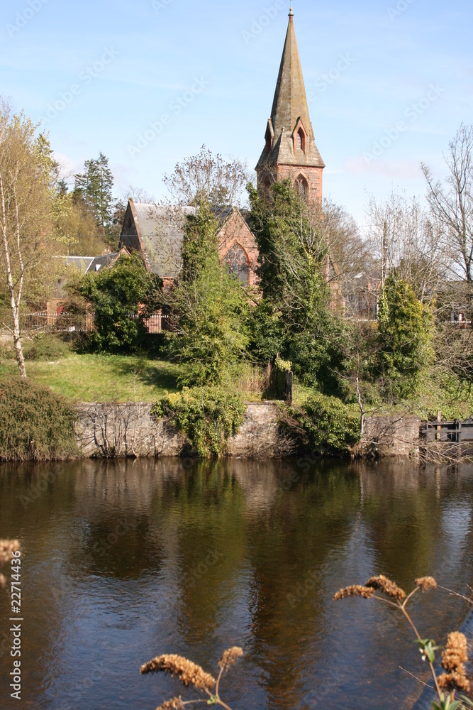 View over river to Church in Blairgowrie