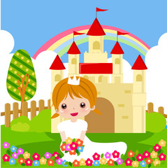 Fototapete Schloss Princess with flowers.  © Ala