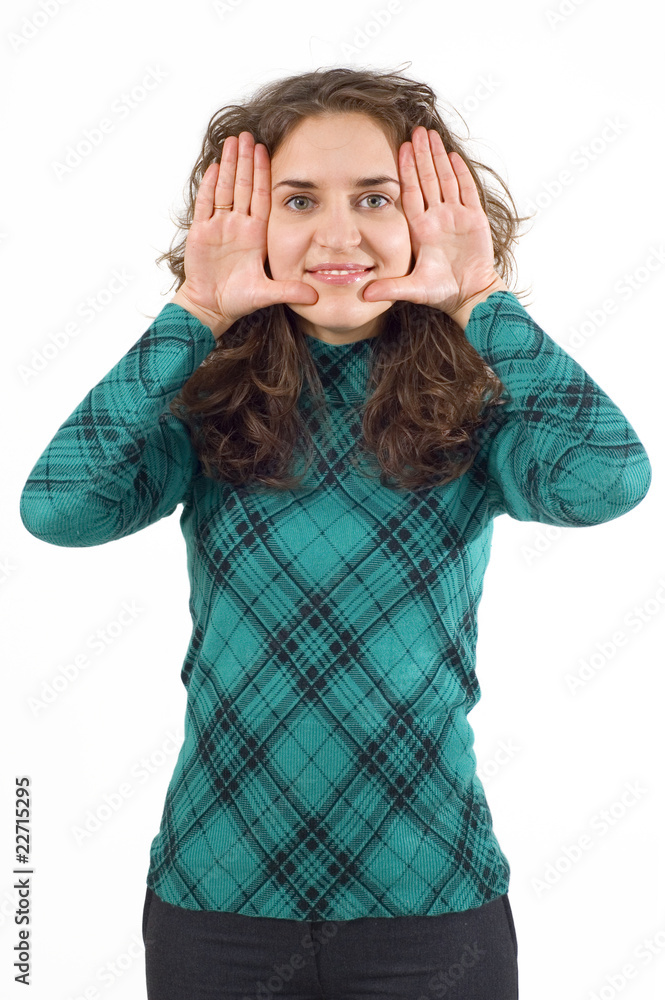 girl with finger frame girl with finger frame