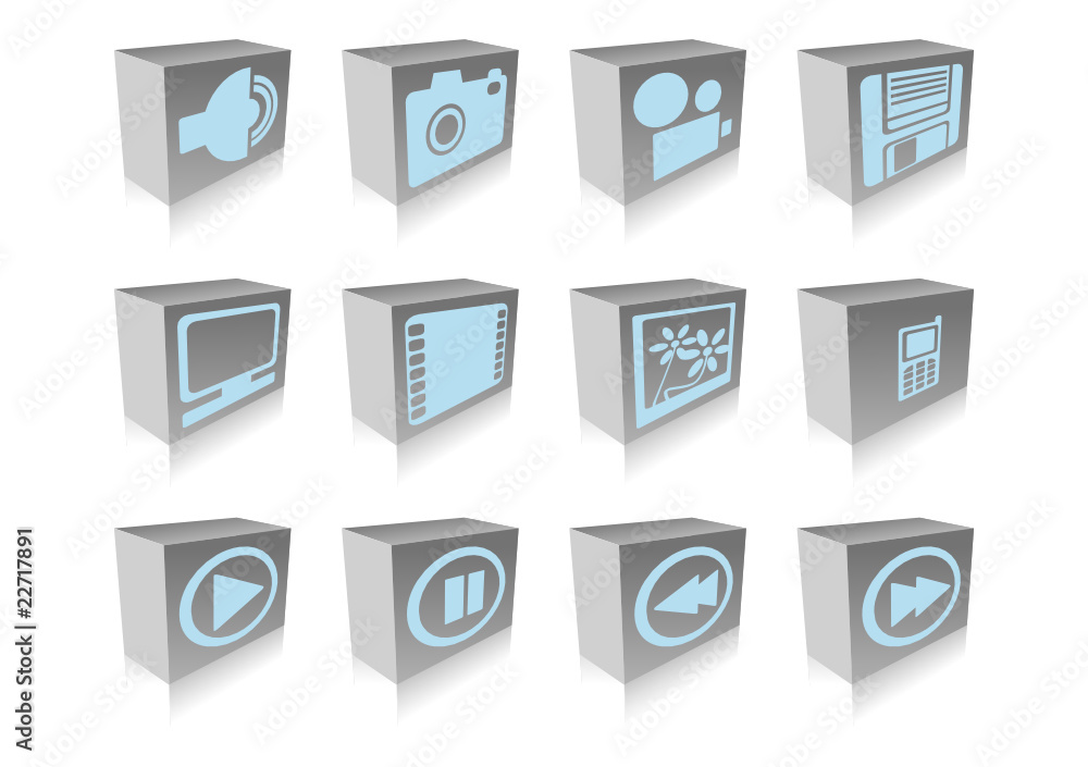 Web Icons, 3d cubes in perspective, grey and blue 03 Web Icons, 3d cubes in perspective, grey and blue 03