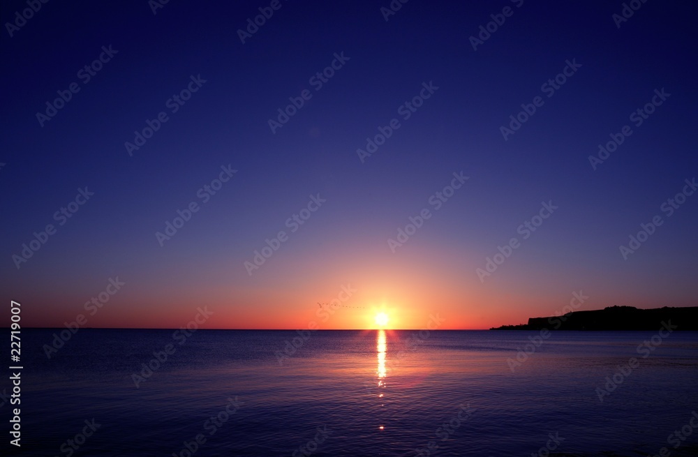 sunset on sea water ocean horizon sunset on sea water ocean horizon