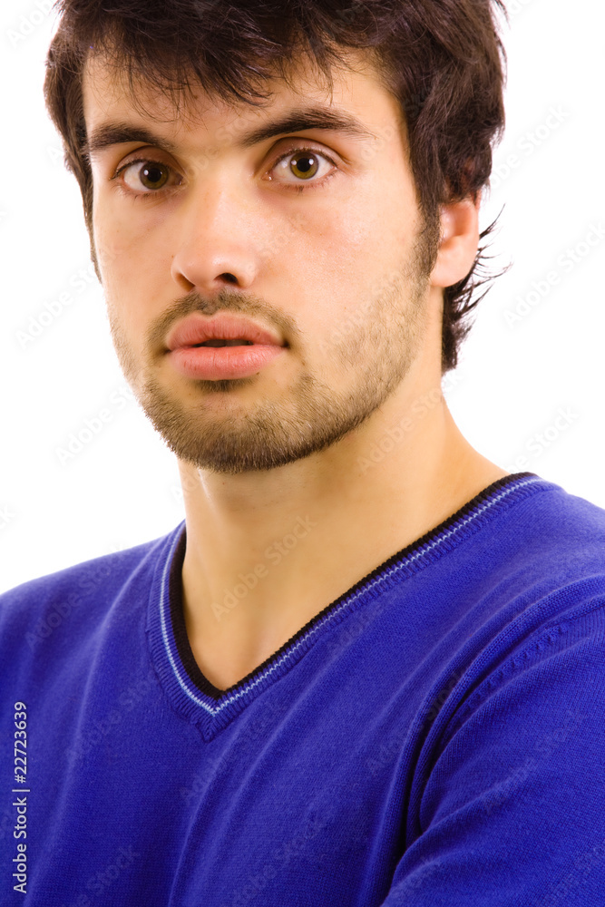 Close up portrait of young atractive man, isolated on white Close up portrait of young atractive man, isolated on white