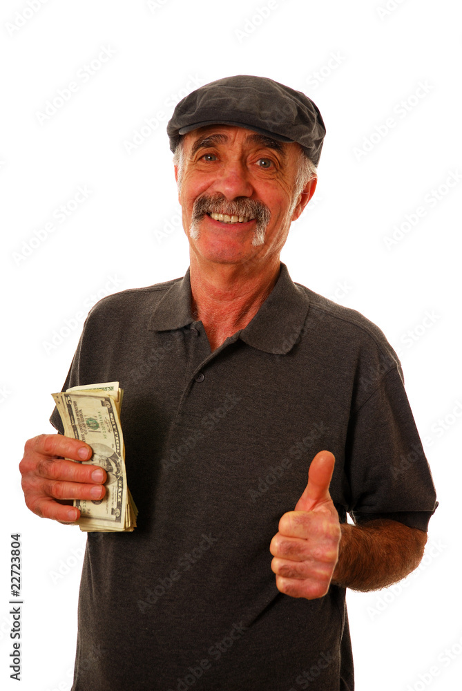 Senior man with money Senior man with money