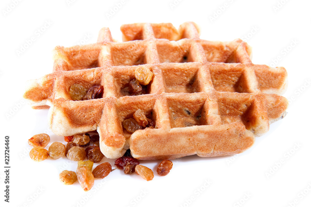 Waffles from integral wholegrain with dried grapes Waffles from integral wholegrain with dried grapes