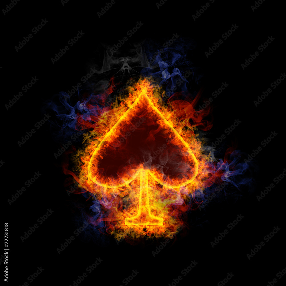 Fiery card symbol spade. Fiery card symbol spade.