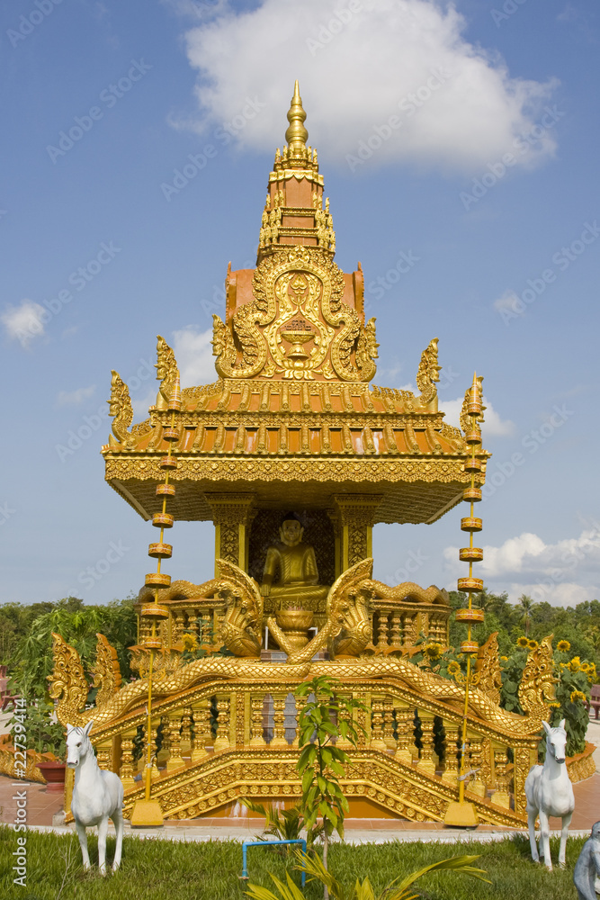 Fototapeta premium Buddhistic temple on town of Kampot, Cambodia.