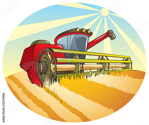 Harvesting machine (combine), vector illustration