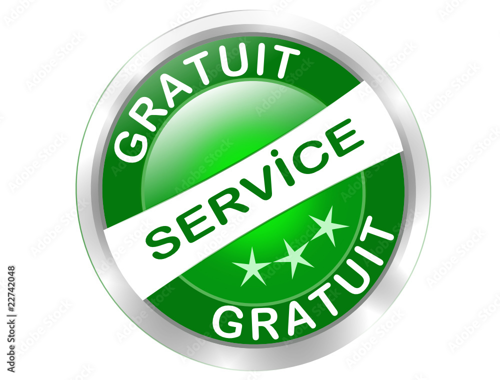 bouton ou vignette service gratuit sur fond vert