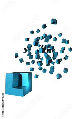 d  mat  rialisation de cube bleu