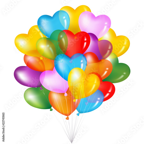 Bunch Of Colorful Heart Shape Balloons