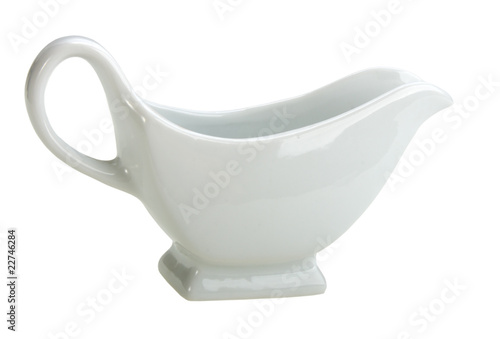 Single ceramic white sauce-boat