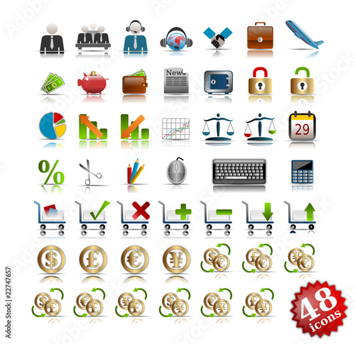 Simple colorful web icon set 02 - office, business