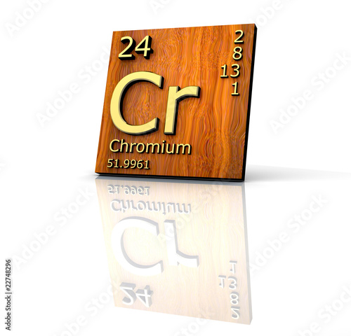 Chromium form Periodic Table of Elements - wood board