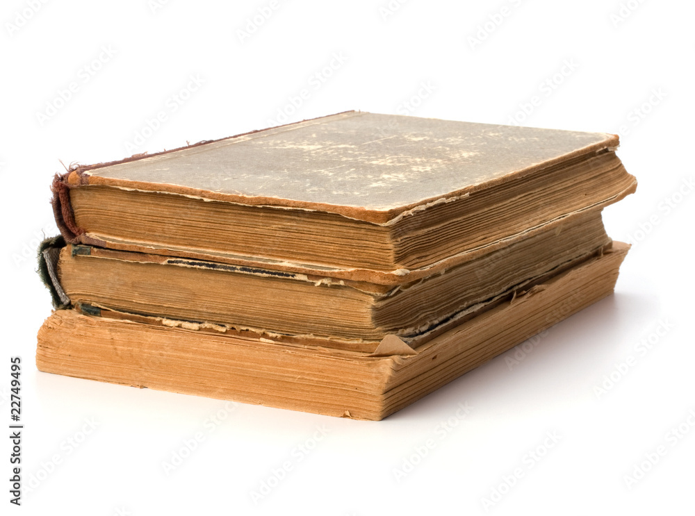 tattered book stack isolated on white background tattered book stack isolated on white background