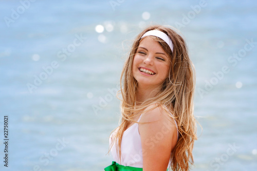 outdoor portrait of young happy girl