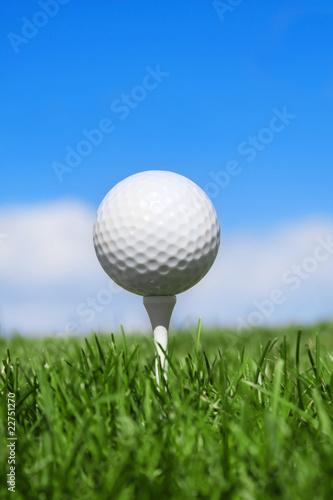 Golf Ball on a tee vertical