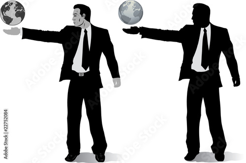 Businessman with globes