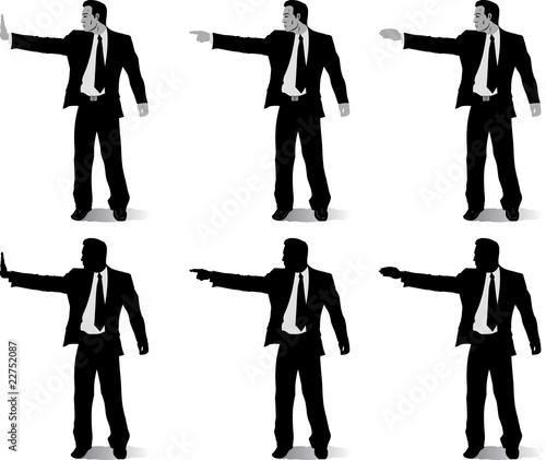 Business man with different hand positions