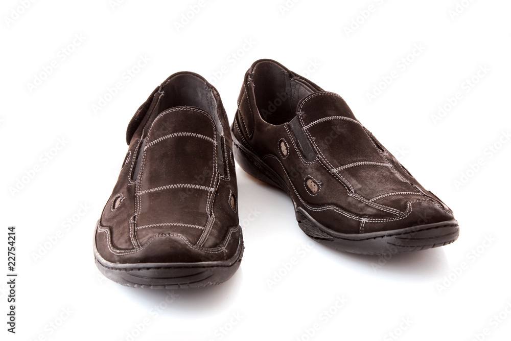 Pair of man's black shoes isolated on white background