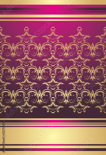 Decorative background with golden ornament. Vector