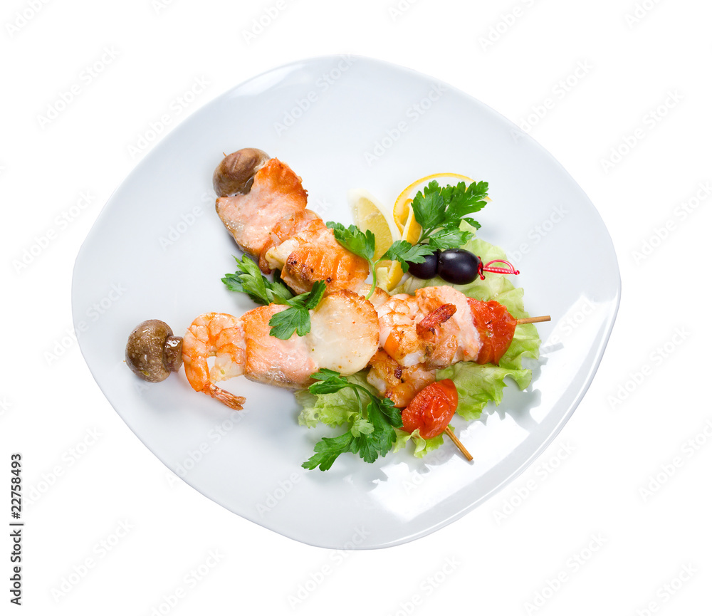 Salmon with Vegetables.fish roast.close-up Salmon with Vegetables.fish roast.close-up