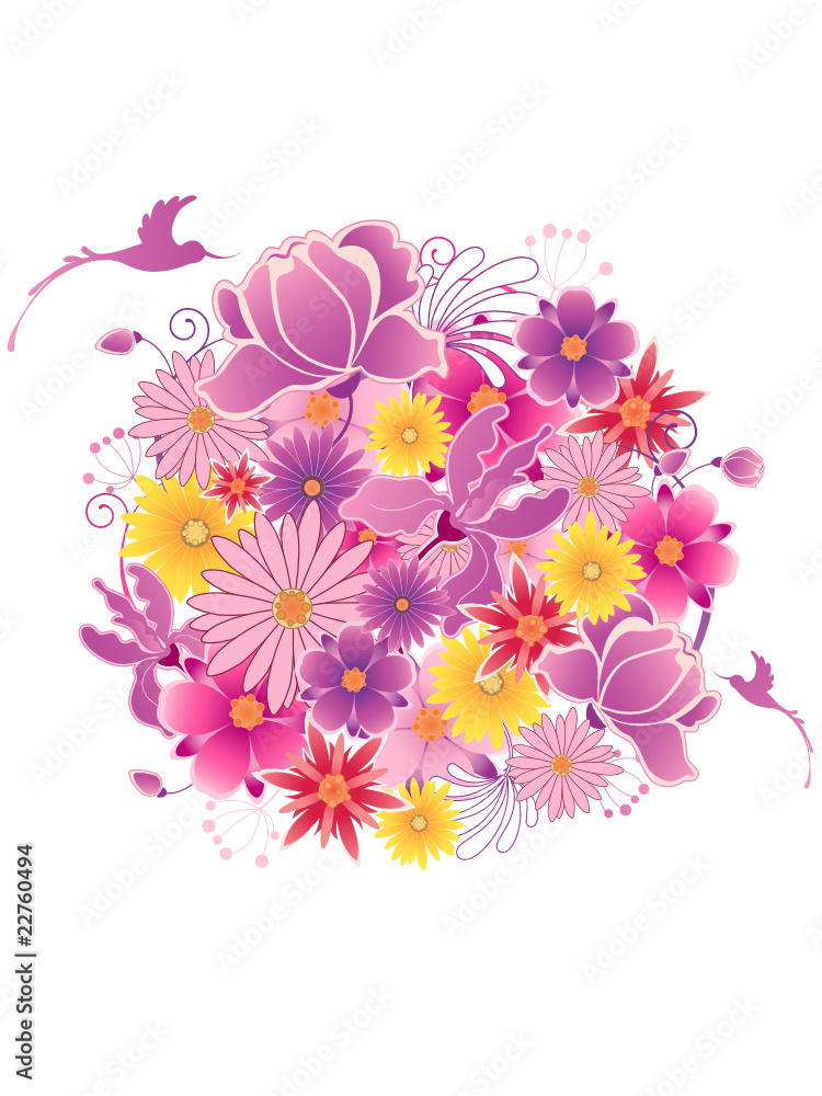 Fototapeta premium Colored floral background