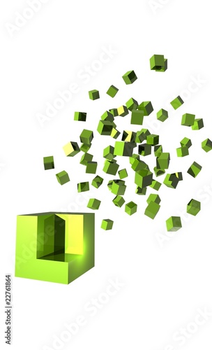 dématérialisation de cube vert