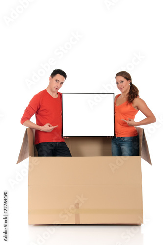 Chat box couple advertising