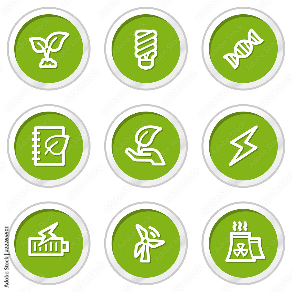 Ecology web icons set 5, green circle buttons Ecology web icons set 5, green circle buttons
