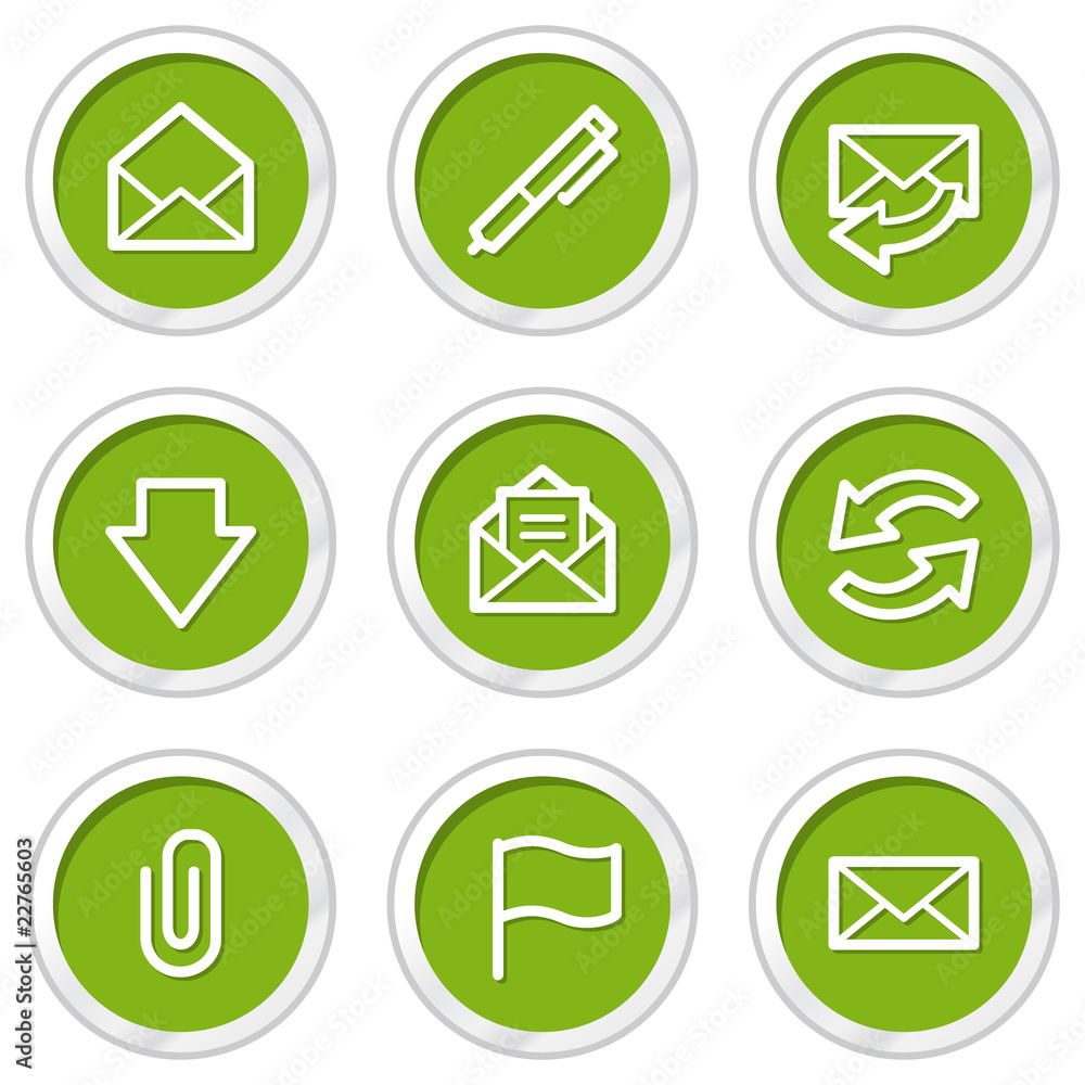 E-mail web icons set 1, green circle buttons E-mail web icons set 1, green circle buttons