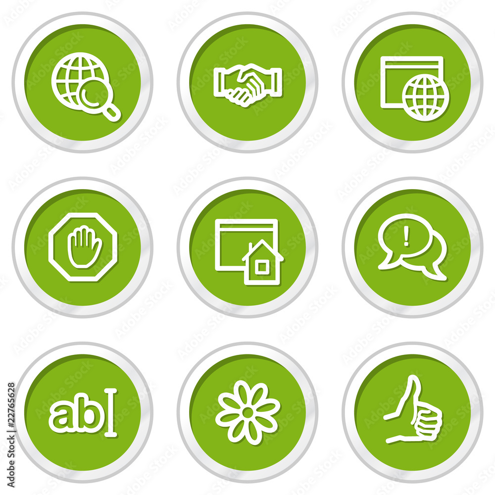 Internet web icons set 1, green circle buttons Internet web icons set 1, green circle buttons