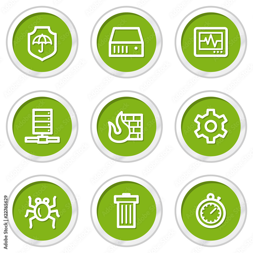 Internet security web icons, green circle buttons Internet security web icons, green circle buttons