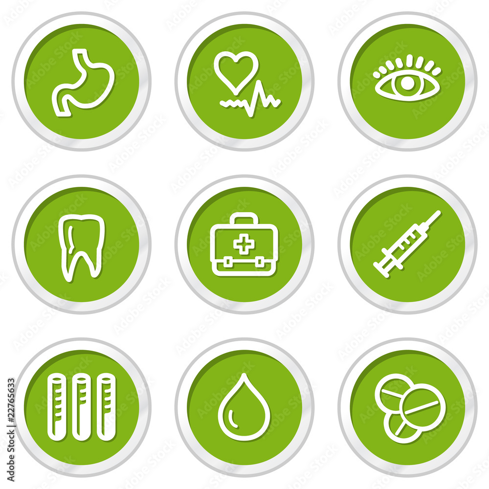 Medicine web icons set 1, green circle buttons Medicine web icons set 1, green circle buttons