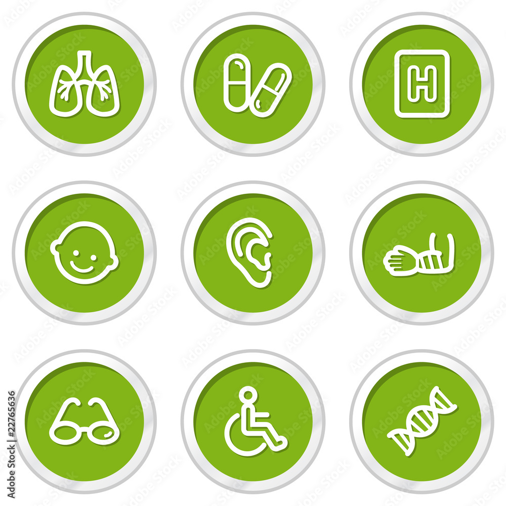 Medicine web icons set 2, green circle buttons Medicine web icons set 2, green circle buttons