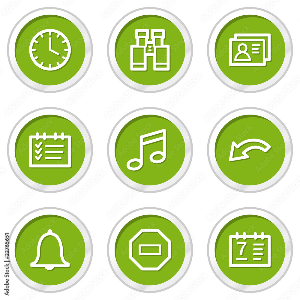 Organizer web icons, green circle buttons Organizer web icons, green circle buttons