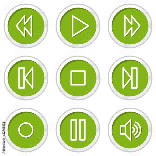 Walkman web icons, green circle buttons
