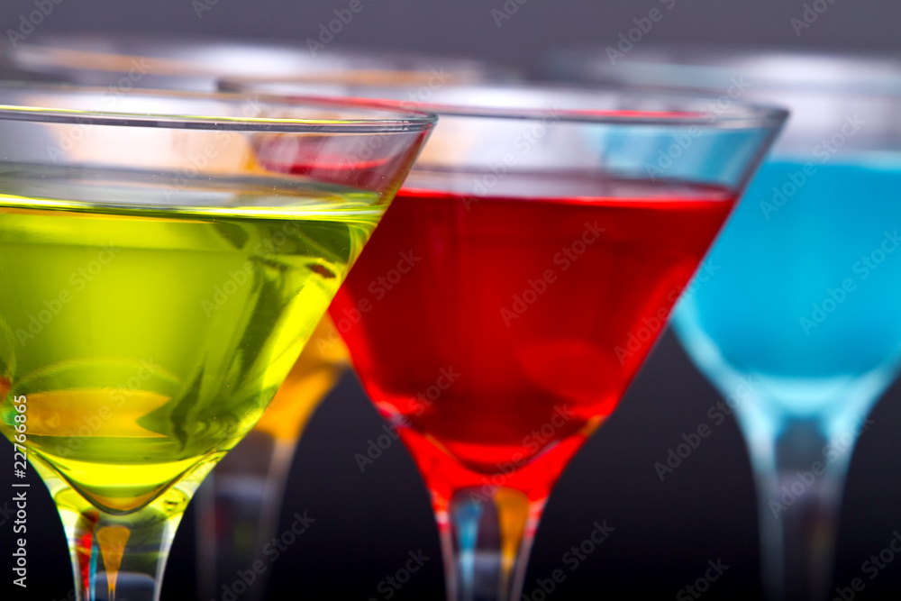 Colorful martini cocktail drinks Colorful martini cocktail drinks