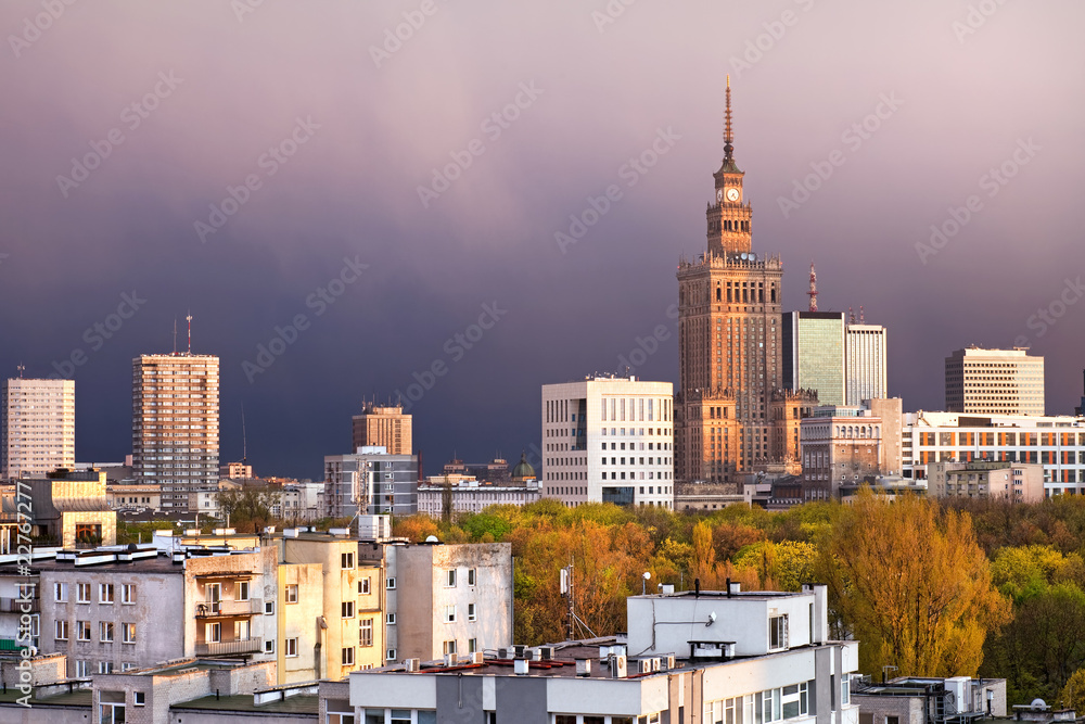 Fototapeta premium City Of Warsaw Downtown Skyline W Polsce