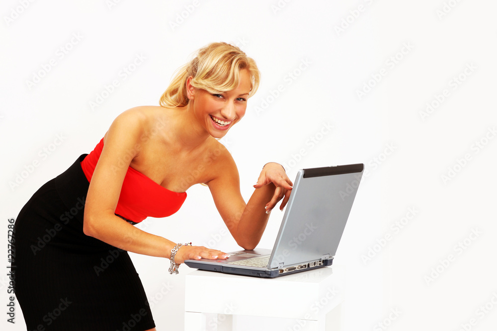 Naklejka premium Frau am Notebook