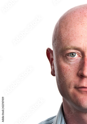 male portrait close up on white backdrop