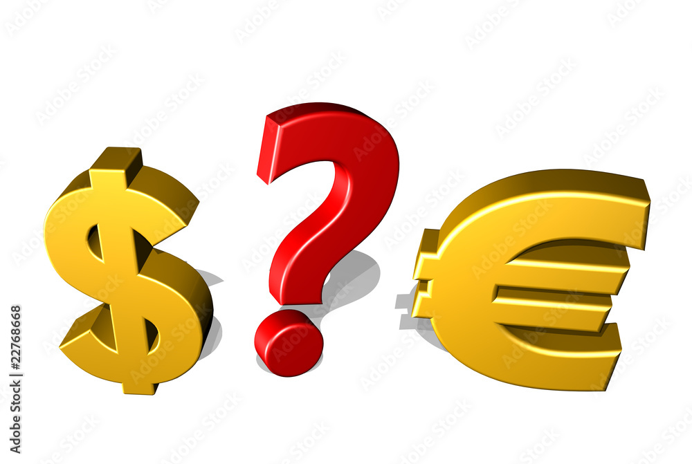 Sfida Euro e Dollaro-Dollar Euro and Question Mark Sfida Euro e Dollaro-Dollar Euro and Question Mark
