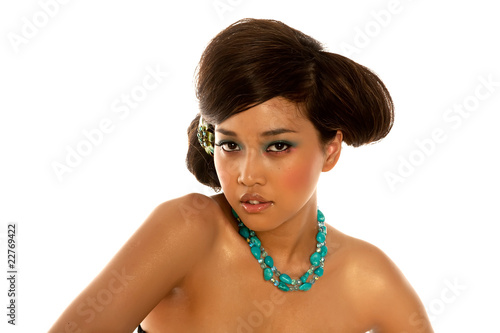 Asian girl with hairdo and makeup