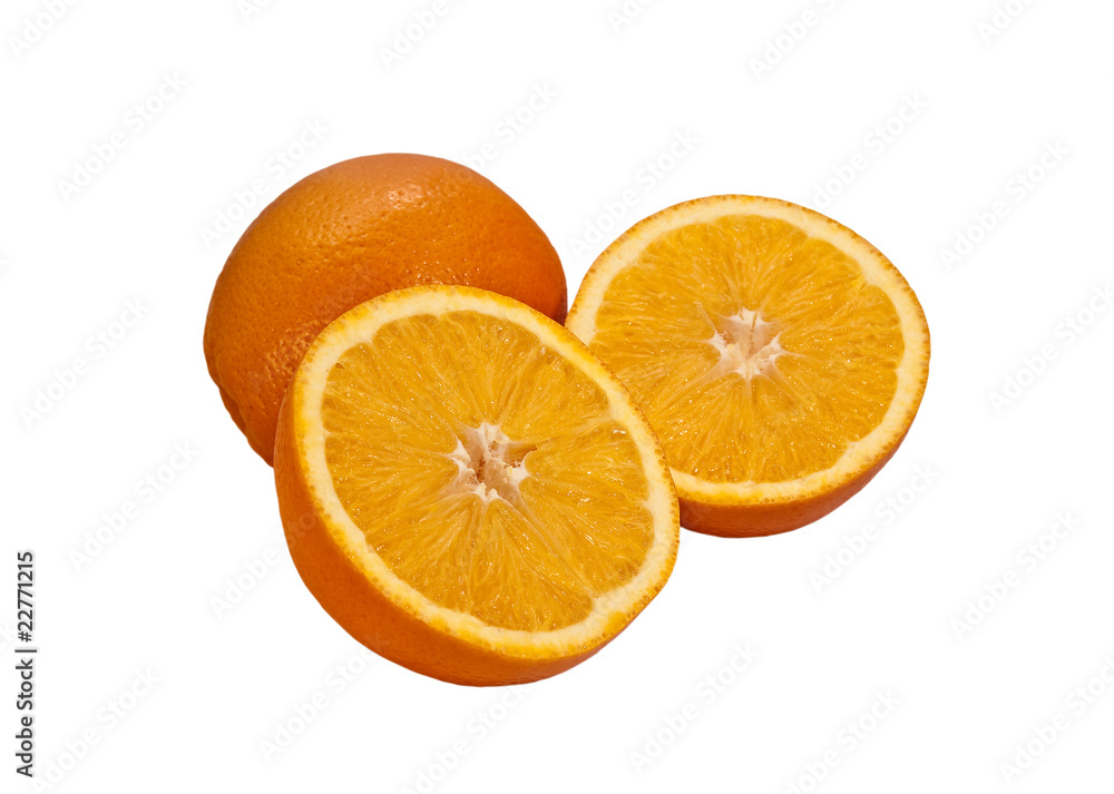 Fresh oranges, whole and cut Fresh oranges, whole and cut
