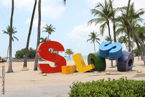Siloso beach signage, Sentosa, SIngapore photo