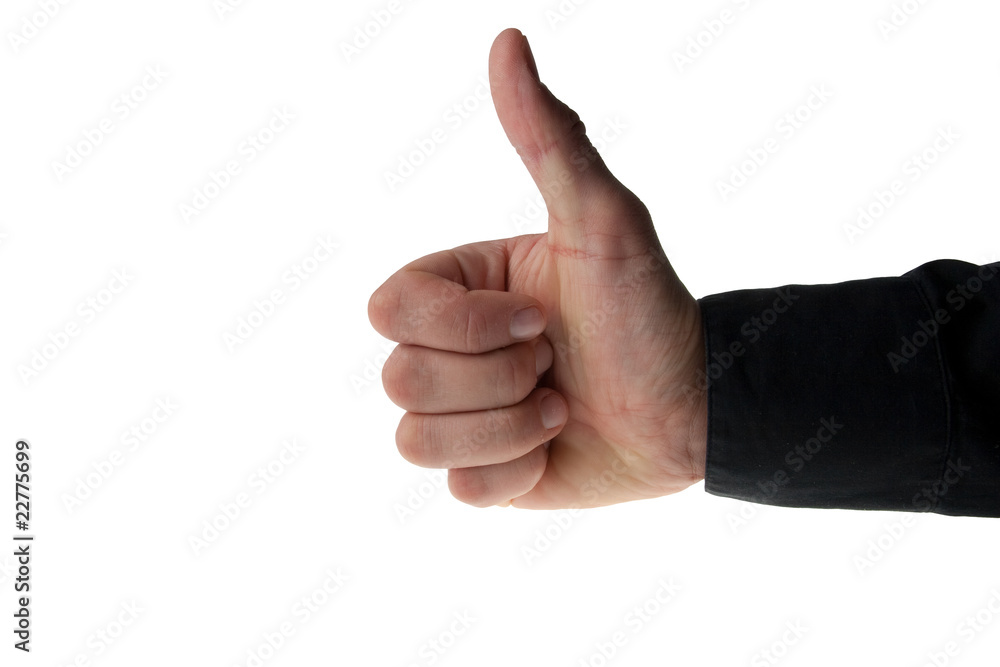 caucasion male hand showing thumps up - isolated on white caucasion male hand showing thumps up - isolated on white